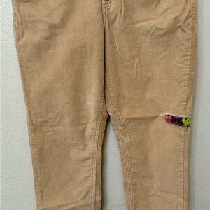 Corduroy Skinny Ankle Jeans Khaki cotton patchwork peace & love SZ 8  60’s